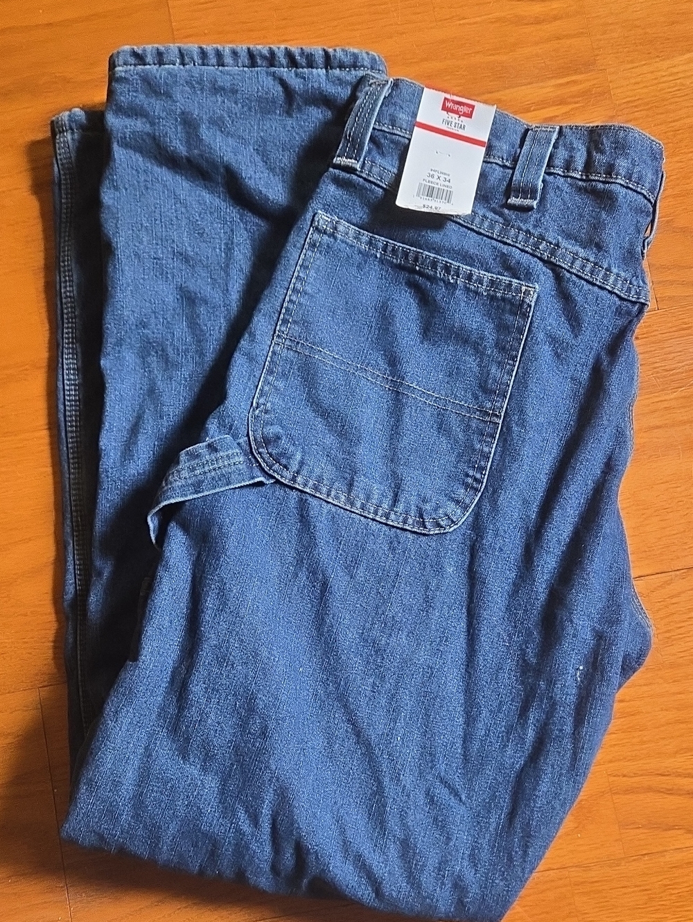 Wrangler Relaxed Fit Blue Denim Cargo Carpenter Jeans - MENS 36X34